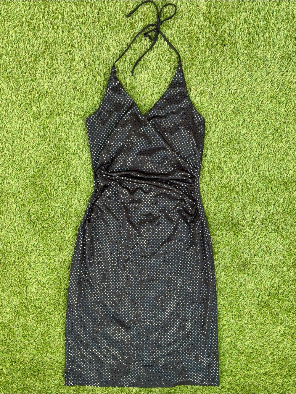 Le Château Black Polka Dot Halter Dress Medium - Picture 1 of 2